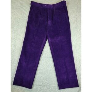 Peter Christian Mens Purple Corduroy Pants Pleated Front Size 36x28 Wide Wale